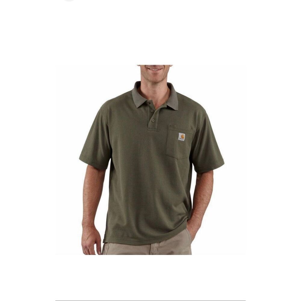 Carhartt relaxed  fit pocket polo shirt moss green contractor's work men's large